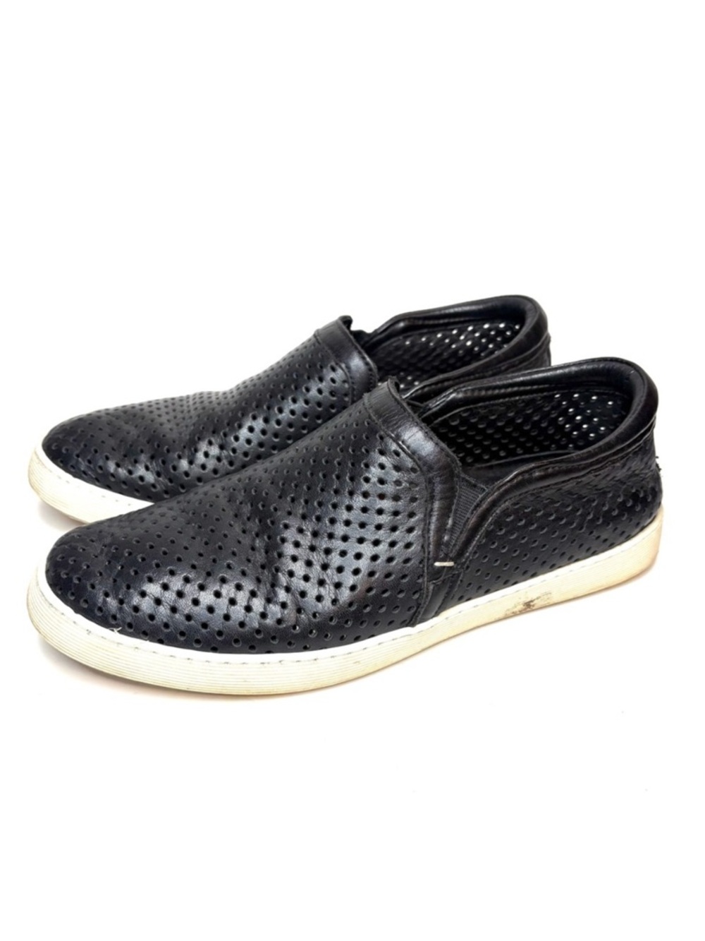 Roamers Black Perforated Leather Trainers | 39